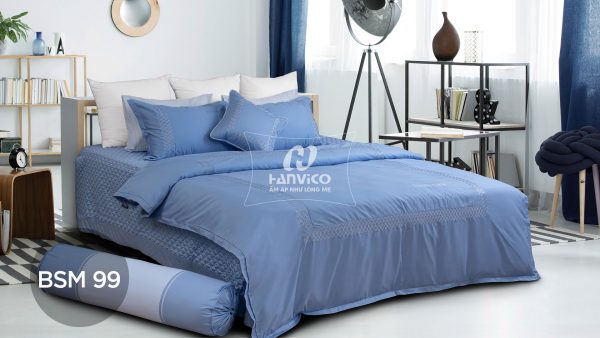 Bộ ga Hanvico phủ thêu Blue Sky - BSM99