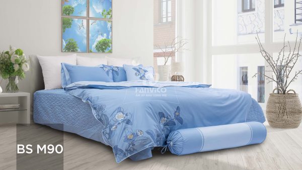Bộ ga Hanvico phủ thêu Blue Sky – BS90