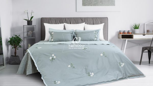 Bộ ga Hanvico phủ thêu Blue Sky – BS96