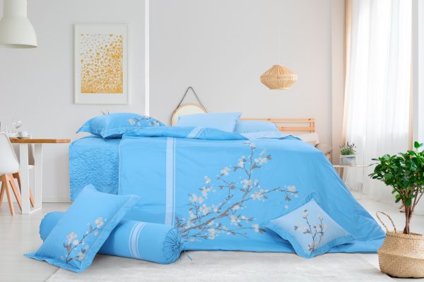 Bộ ga Hanvico phủ thêu Blue Sky – BSM65