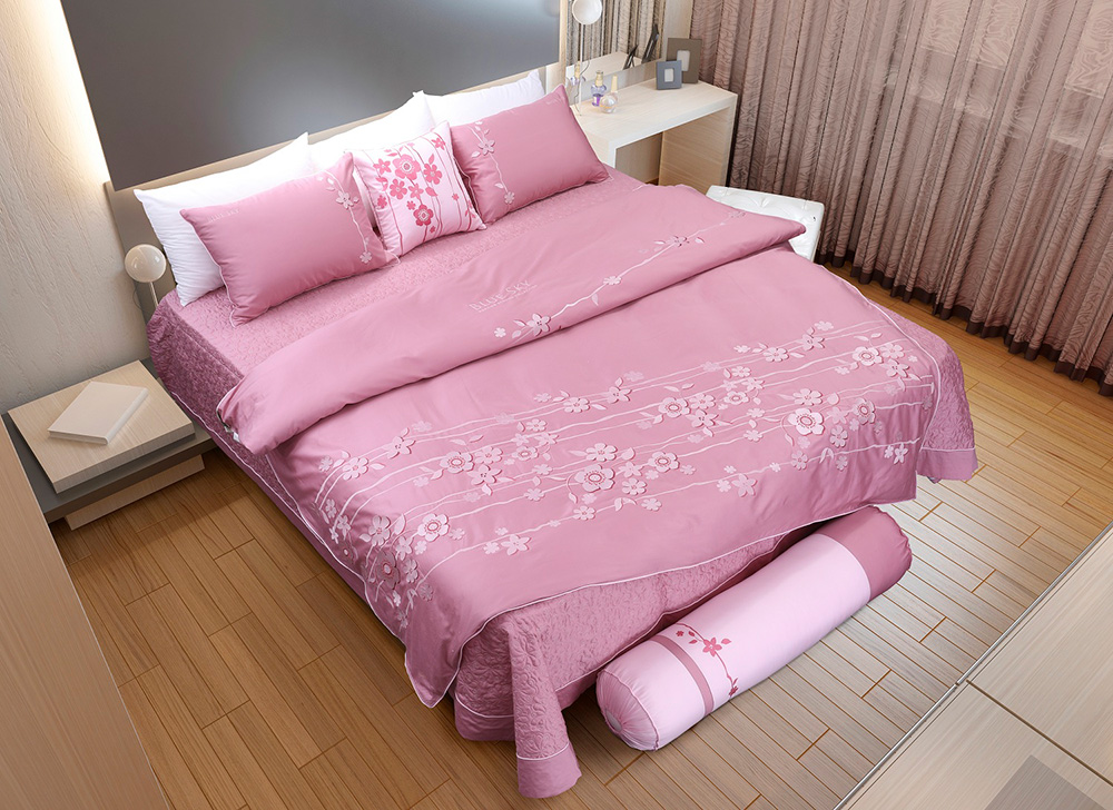 Bộ ga Hanvico phủ thêu Blue Sky – BSM60