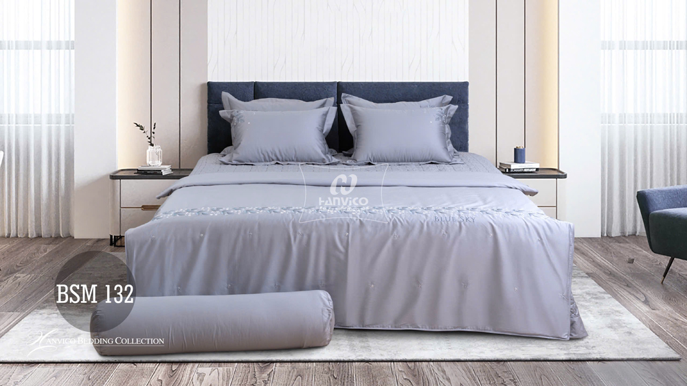 Bộ ga Hanvico phủ thêu Blue Sky – BSM132